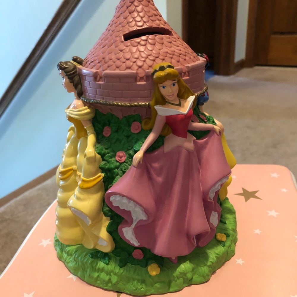 Disney Princess Castle Carousel Piggy Bank Belle/ Cinderella/ Snow White/ Aurora - Picture 2 of 4